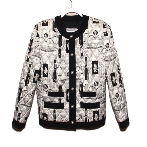 Vintage Howard Wolf Satin Quilted Jacket Size 8 Grecian print - Picture 1 of 9